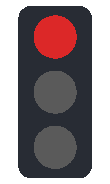 An animated GIF of a traffic signal: a dark housing with three lamps, lighting red, then amber, then green, on a transparent background