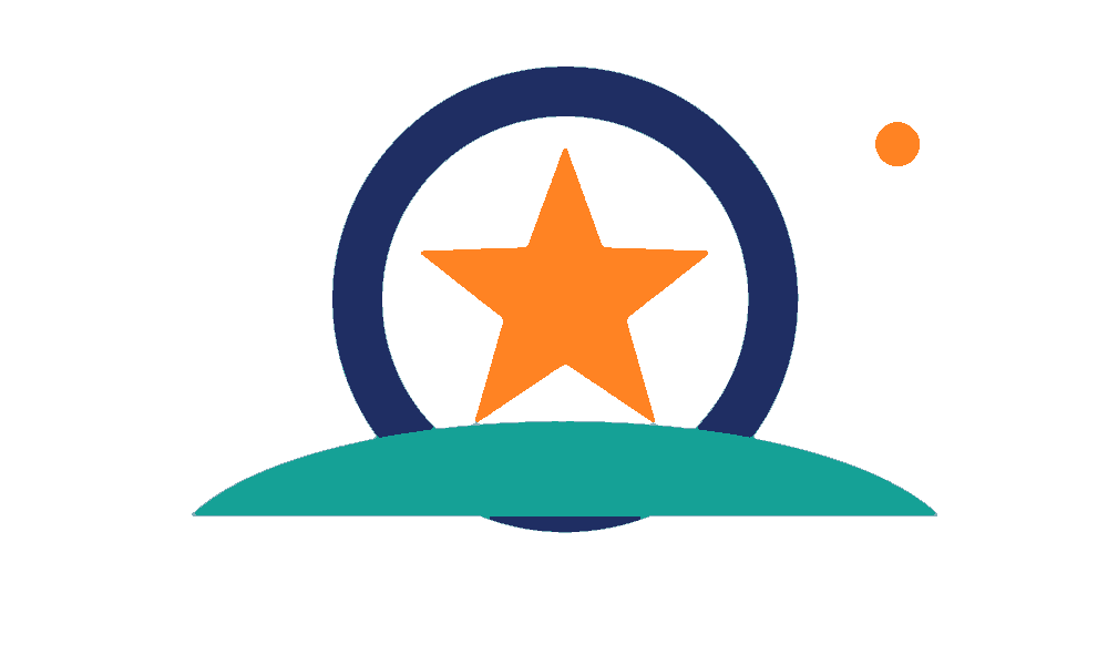 The simulated scan after clean-up with Levels, a median filter and indexed colours: white background, flat navy, orange and teal shapes, no paper texture