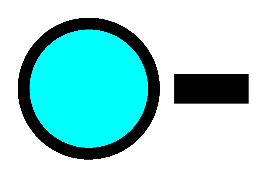 A badge in process cyan and black: a cyan disc inside a black ring, with a black bar to its right, on white (shown as Pillow's RGB conversion of the CMYK TIFF)