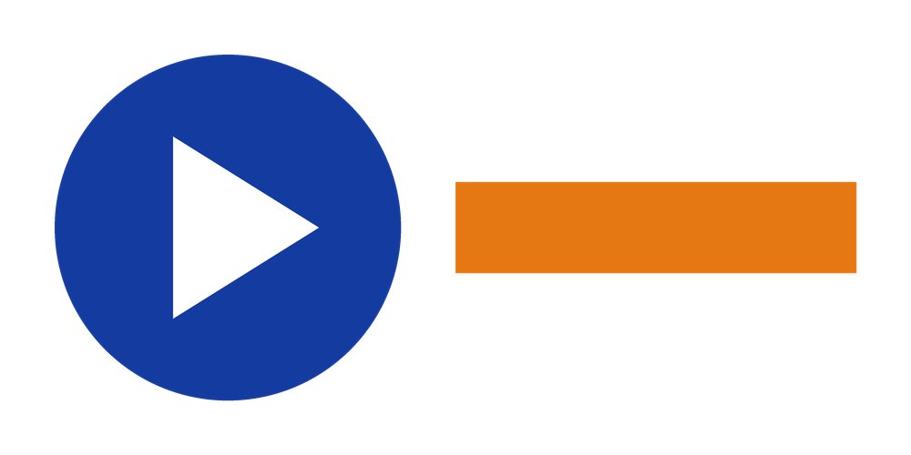 The test logo flattened onto white and saved as a quality-85 JPEG: a blue circle with a white triangle and an orange bar